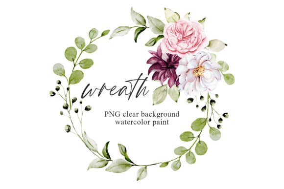 Download Wreath, Pink, White Watercolor Flowers - White Collection