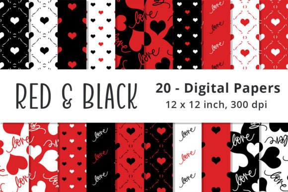 Download Red and Black Valentine Digital Paper - Red and black Collection