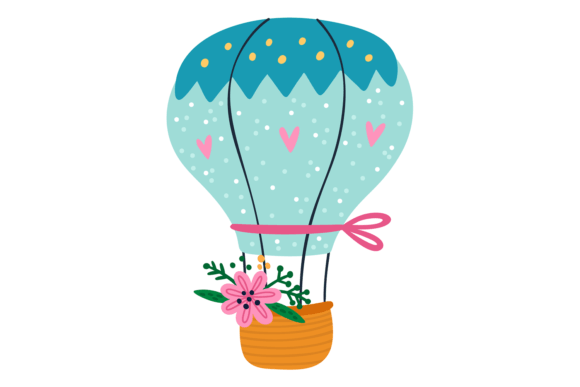 Download Hot Air Balloon with Hearts and Flowers. - Hearts Collection